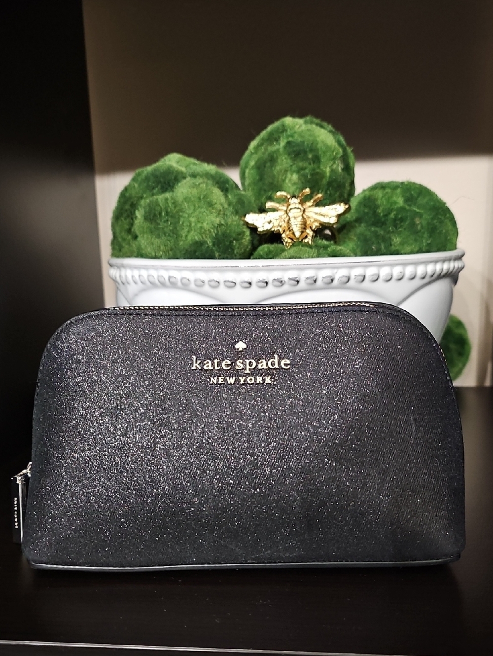 KATE SPADE   Black Shimmer Cosmetic Pouch